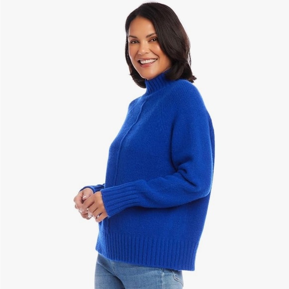 Karen Kane Women's Blue Mock Turtleneck Knit Sweater Medium Excellent Condition! - Picture 2 of 7